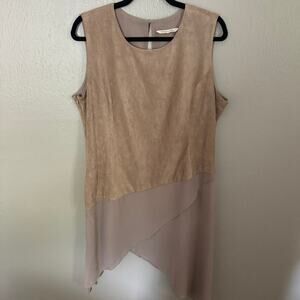 NWOT SOFT SURROUNDINGS Tan Splice Tank Top Size Large casual comfort everyday